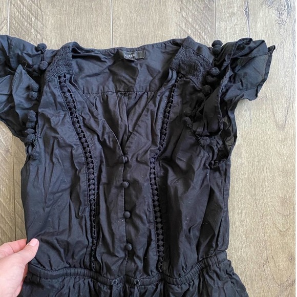 J.Crew Pom Pom Midi Dress Black 2 Blogger Favorite Flutter Sleeve NWOT - Picture 3 of 7